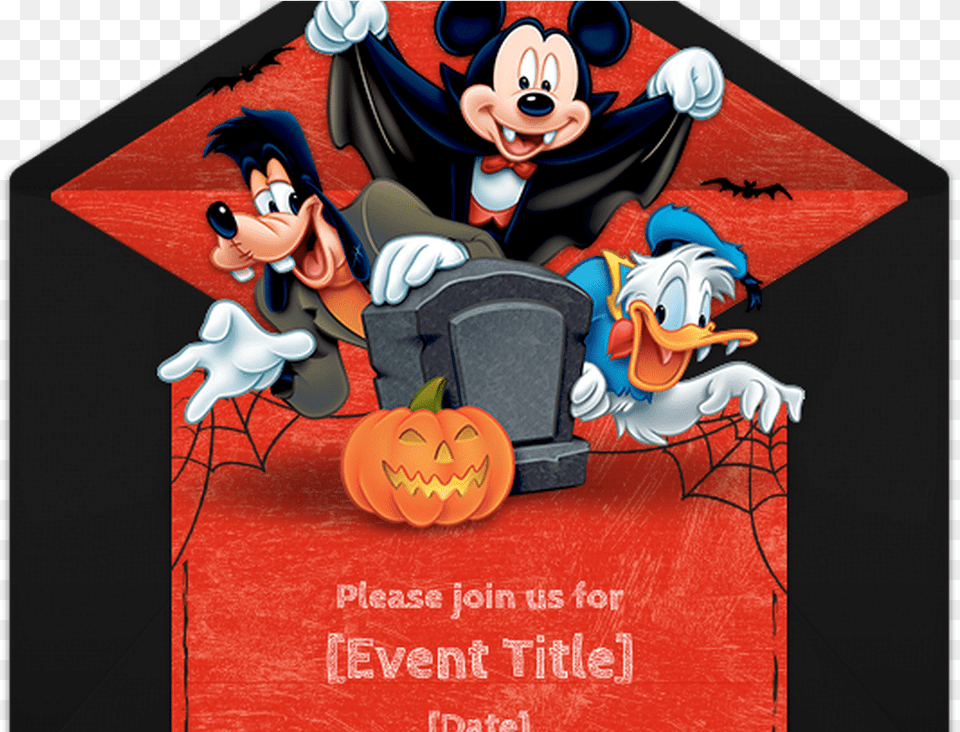 Mickey Mouse Halloween Invitations In 2018 Disney Disney Halloween Party Invitation, Advertisement, Baby, Person, Toy Free Png