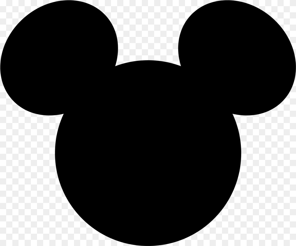 Mickey Mouse Head Silhouette, Gray Png Image