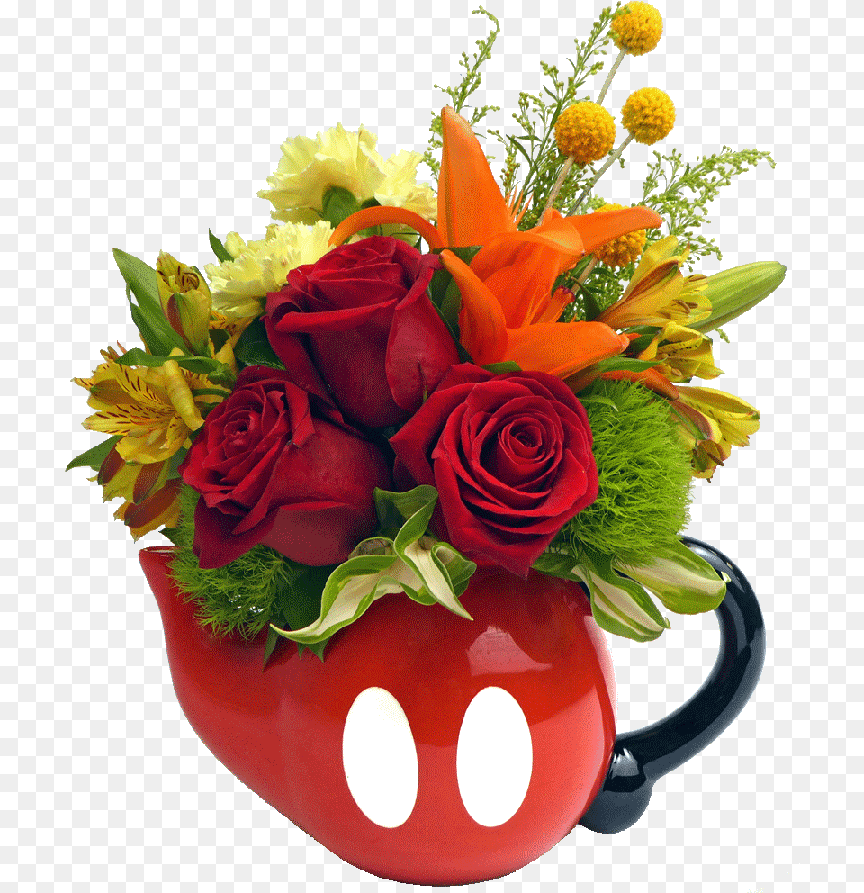 Mickey Mouse Pants Teapot Bouquet Mickey Mouse, Flower, Flower Arrangement, Flower Bouquet, Plant Free Png