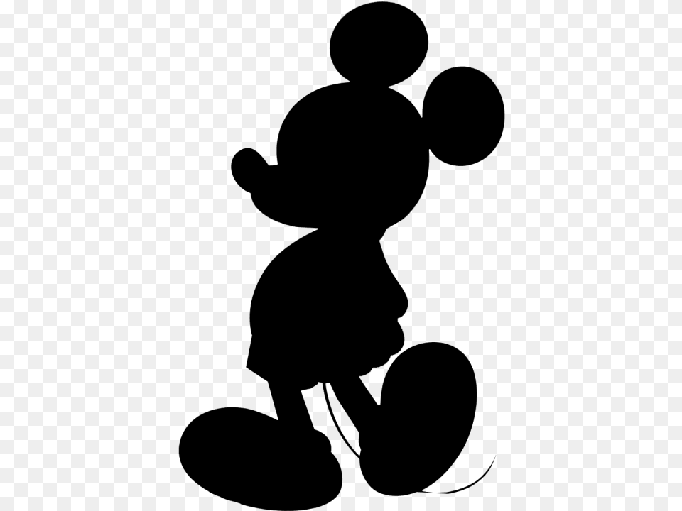 Mickey Mouse Silhouette Clipart Mickey Mouse Minnie Transparent Mickey Mouse Silhouette, Gray Free Png Download