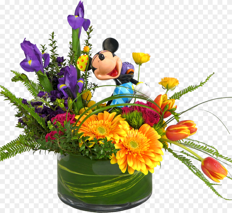 Mickey Mouse Tropical Flower Arrangement Mickey Mouse Floral Birthday Arrangement, Flower Arrangement, Flower Bouquet, Plant, Art Png