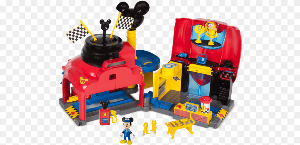 Mickey Roadster Racers Garage Mickey Mouse Clubhouse Mickey Roadster Racers Garage, Person, Bulldozer, Machine Free Transparent Png