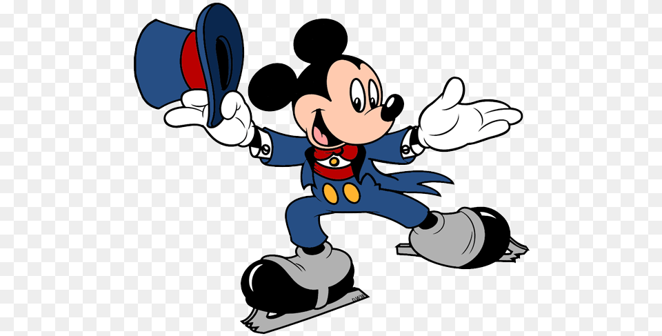 Mickey Skating Mickey Mouse On Ice Skates, Cartoon, Nature, Outdoors, Snow Free Png
