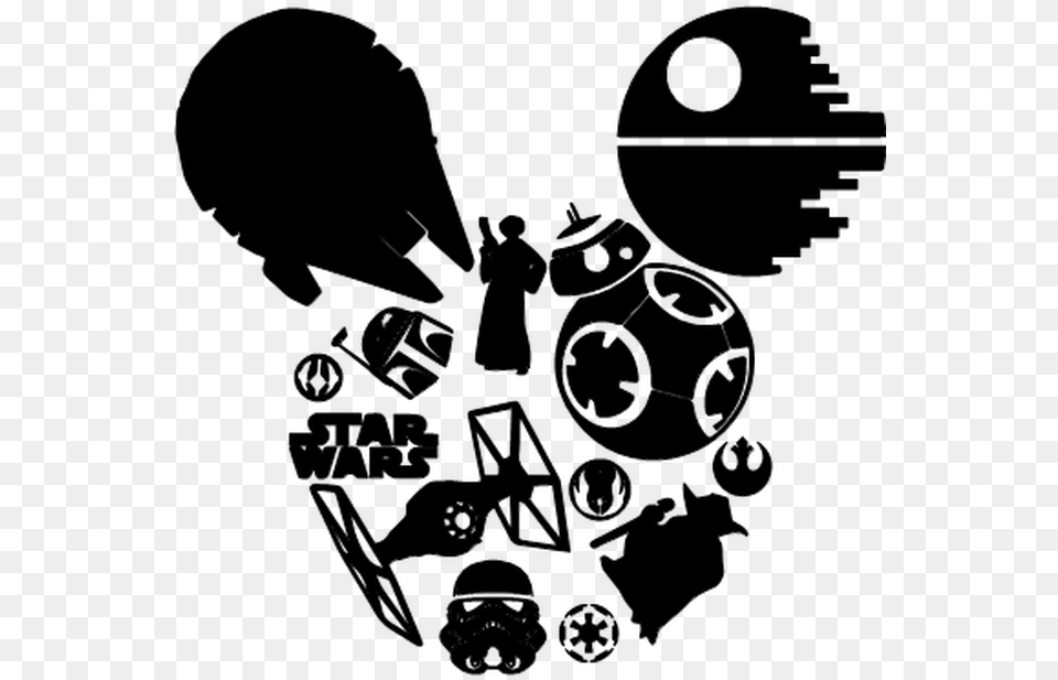Mickey Starwars Mickey Mouse Star Wars Silhouette, Gray Png