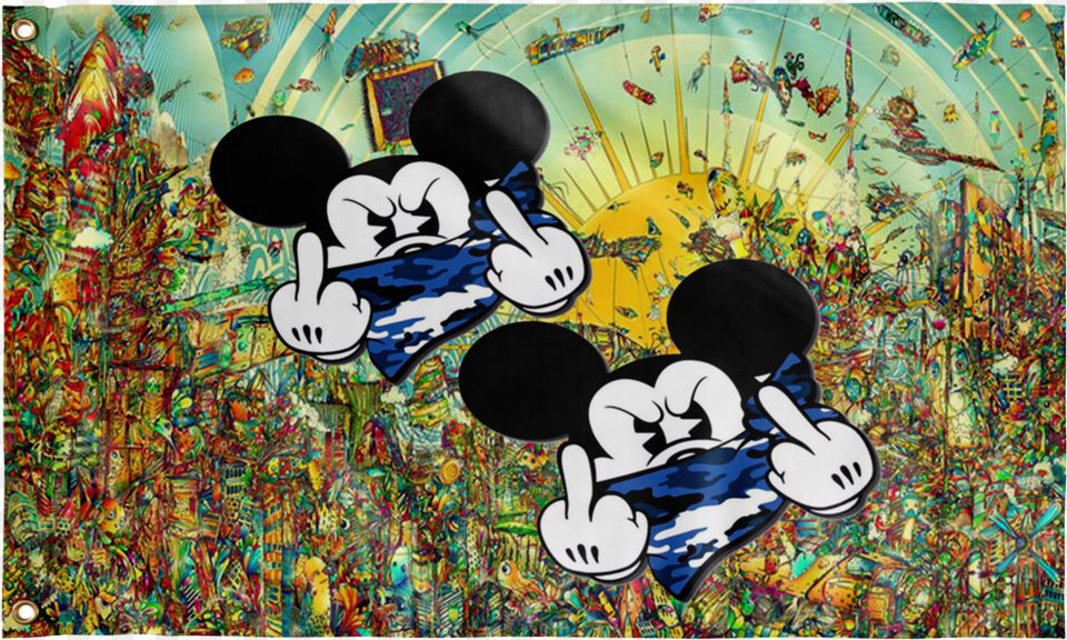 Mickey Trippy Flag Flag, Art, Modern Art, Painting, Cartoon Free Png