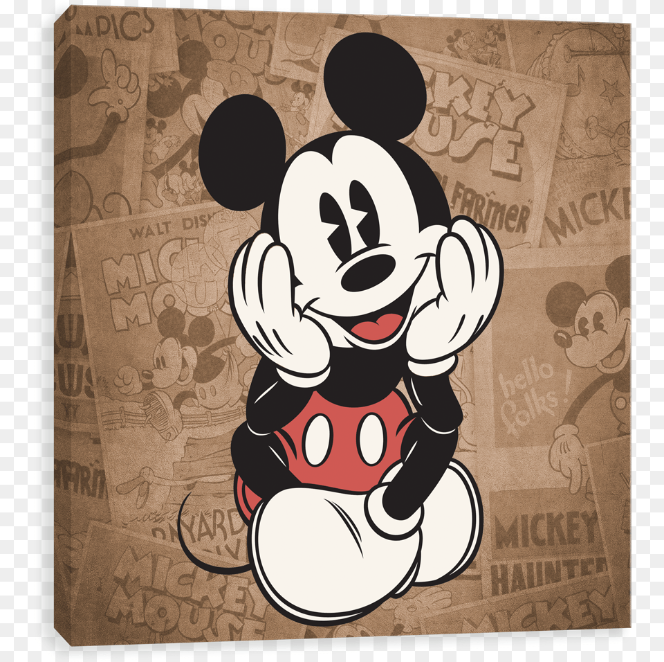 Mickey Vintage Posters Mickey Canvases By Entertainart Mickey Mouse Poster Background, Baby, Person, Cartoon, Face Free Png