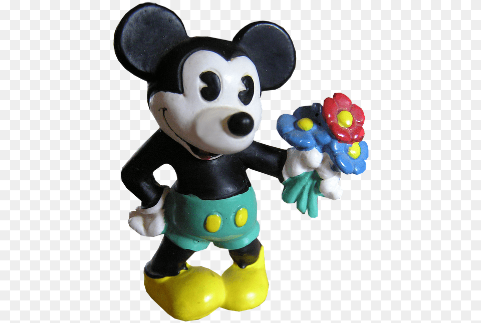 Micky Maus Mit Blumen, Figurine, Toy Png