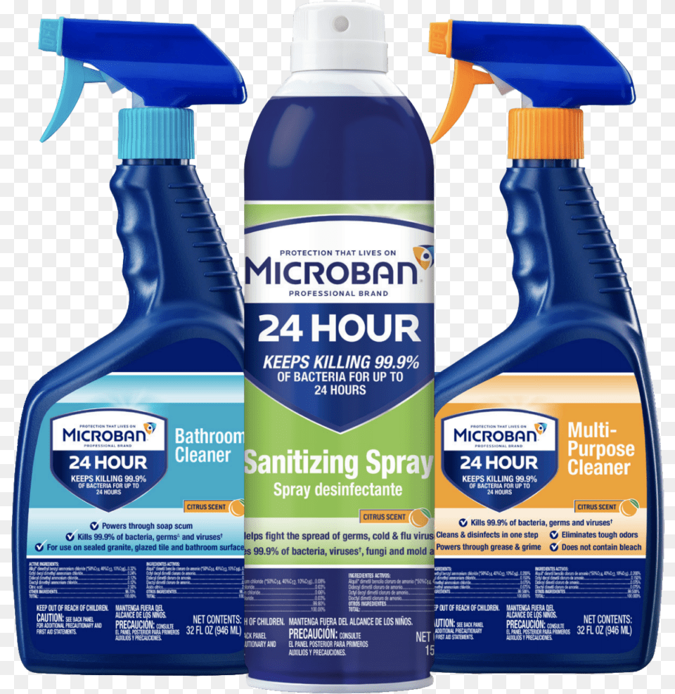 Microban 24 Hour Sanitizers Microban Multi Surface Cleaner, Cleaning, Person, Tin, Can Png