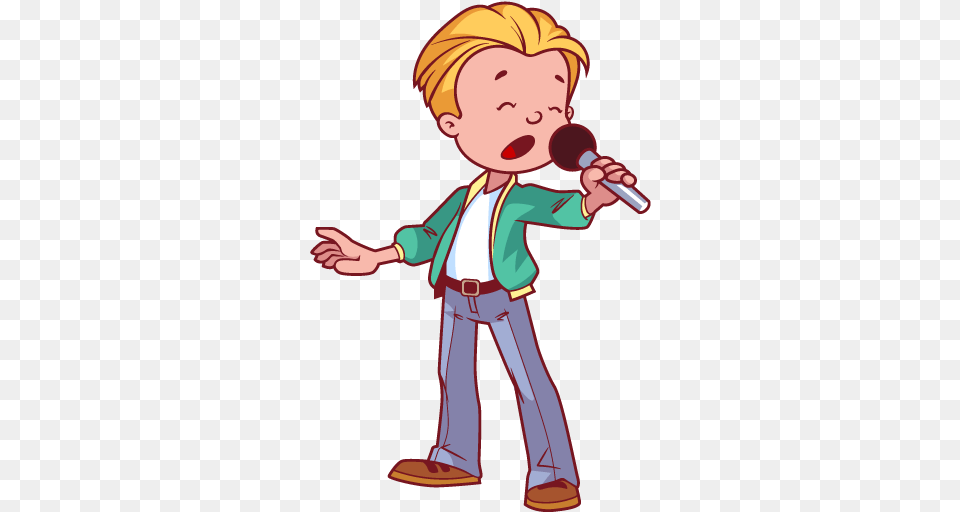 Microphone Cartoon Transprent Singing Boy Cartoon, Baby, Person, Face, Head Free Png Download