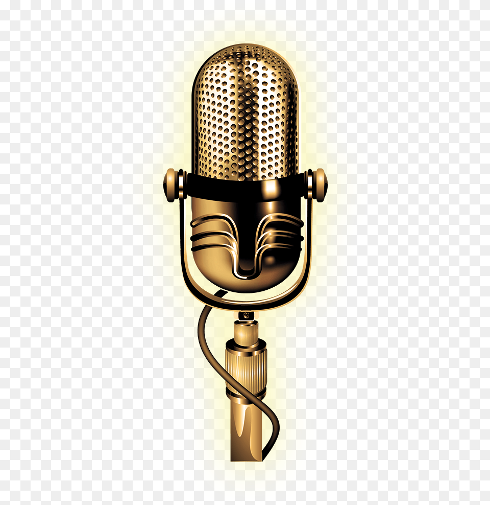 Microphone Gold Microphone Transparent Cartoon Jingfm Transparent Gold Microphone, Electrical Device, Smoke Pipe Free Png Download