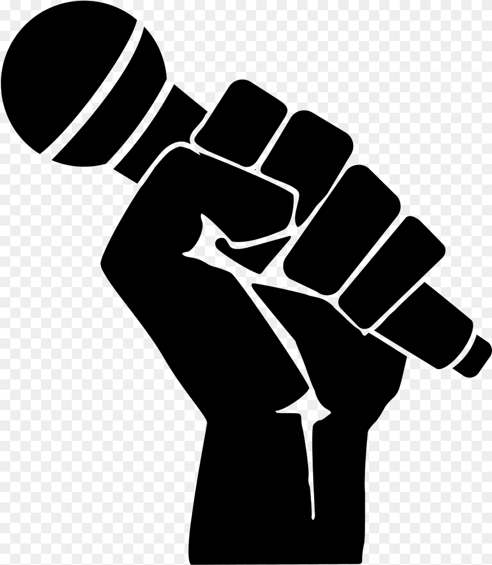 Microphone In A Fist Microphone, Gray Free Png