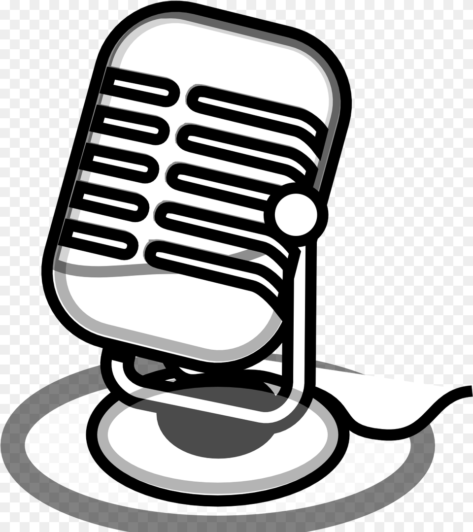 Microphone News Clipart Microphone Clipart Black And White, Electrical Device, Device, Grass, Lawn Free Png