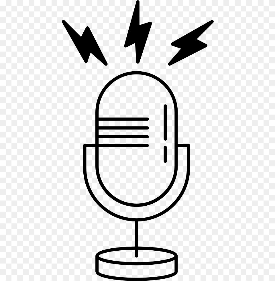 Microphone Outline Outline Image Of Microphone, Electrical Device, Stencil, Symbol, Smoke Pipe Png