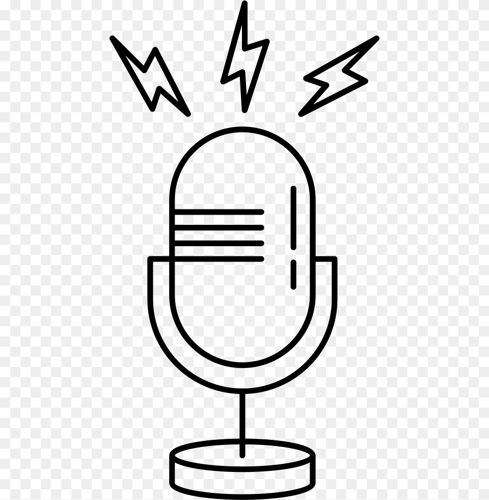Microphone Outline With Opened Line Svg Icon Outline Image Of Microphone, Electrical Device, Smoke Pipe, Stencil Png