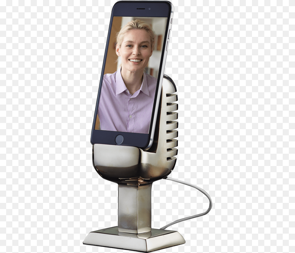 Microphone Phone Stand Smartphone, Electronics, Mobile Phone, Face, Head Free Transparent Png