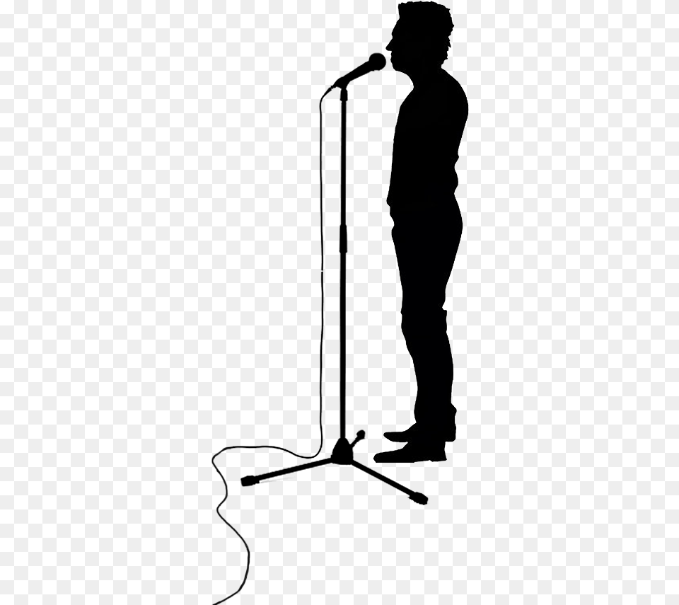 Microphone Stand Download Mic Stand Silhoutte, Silhouette, Person Free Png