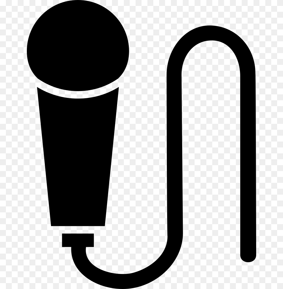 Microphone Voice Audio Tool With Cord Icon Download, Stencil, Adapter, Electronics Free Transparent Png