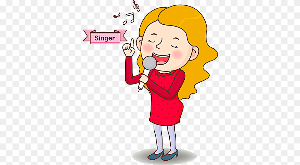 Microphone Woman Singing Cartoon Illustration Singing Singer Cartoon, Person, Face, Head, Electrical Device Free Transparent Png