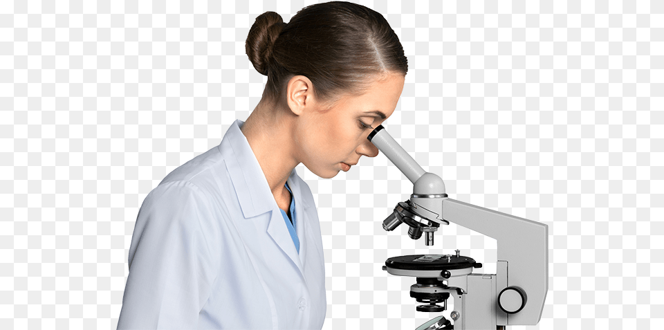 Microscope Transparent Scientist, Adult, Female, Person, Woman Free Png Download