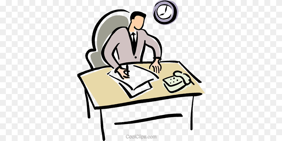 Microsoft Clipart Office Paperwork, Furniture, Table, Adult, Male Free Png