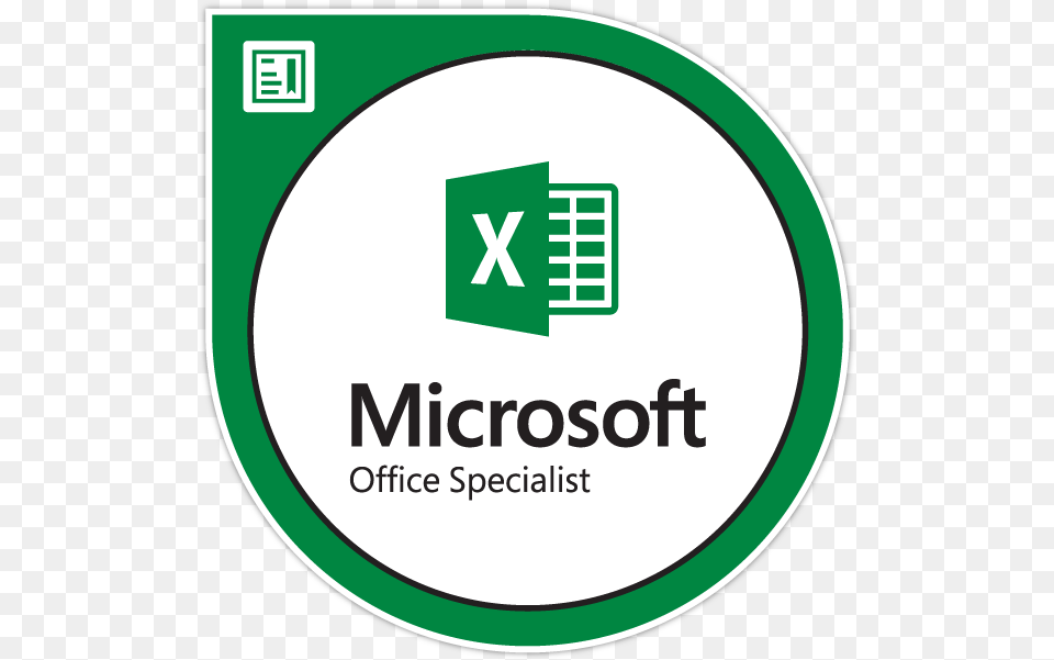 Microsoft Office Specialist My Online Excel Mos Certification, Logo, Sticker, Disk Png