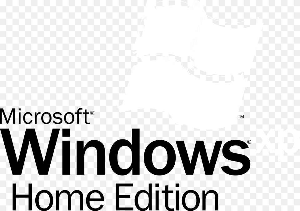 Microsoft Windows Xp Home Edition Logo Black And White Windows Xp, Stencil, Text Free Png Download