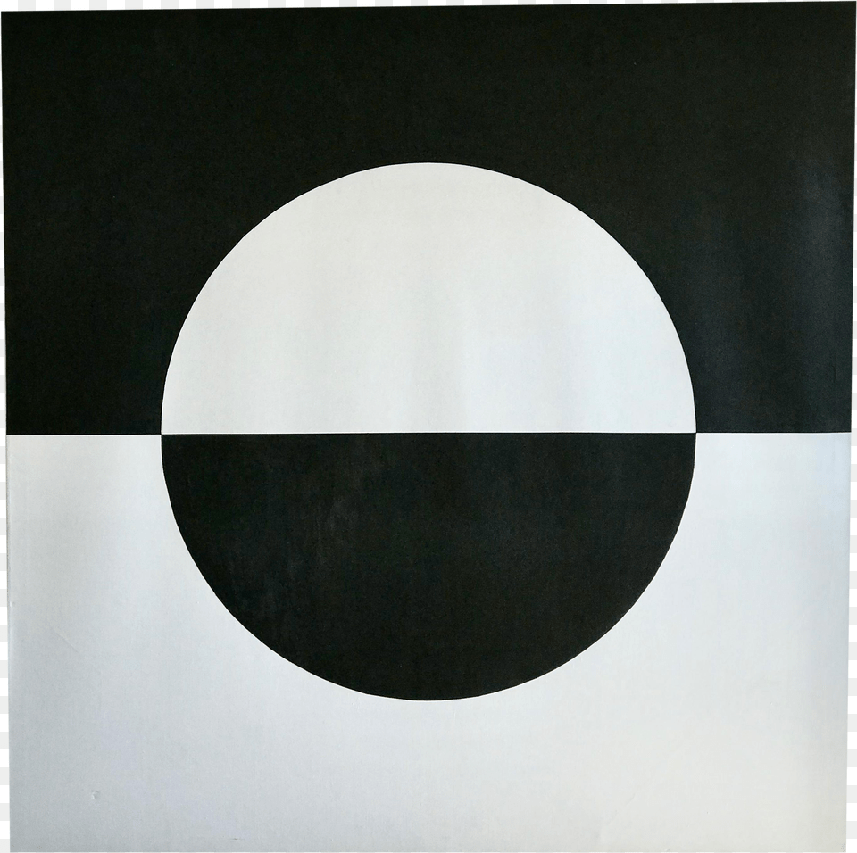 Mid Century Abstract Black And White Inverted Circle Acrylic Painting Abstract Painting White Circle Png Image