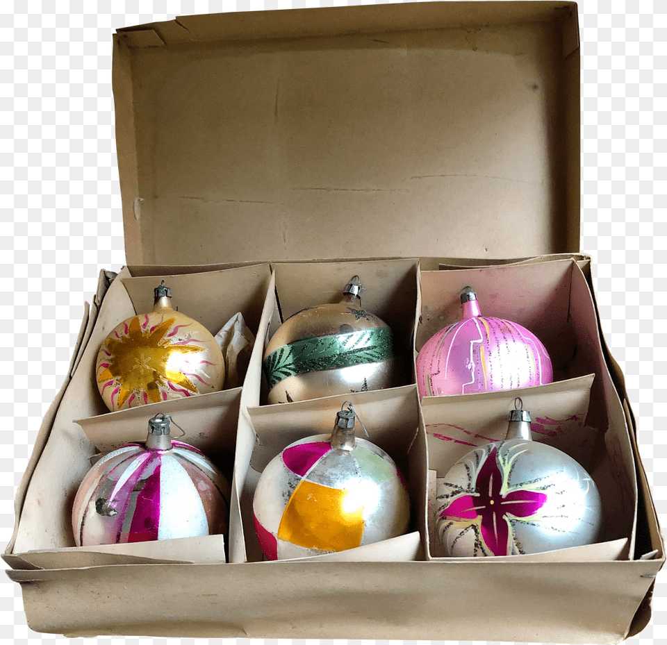 Mid Century Christmas Tree Ornaments Wbox Cardboard Box Free Png Download