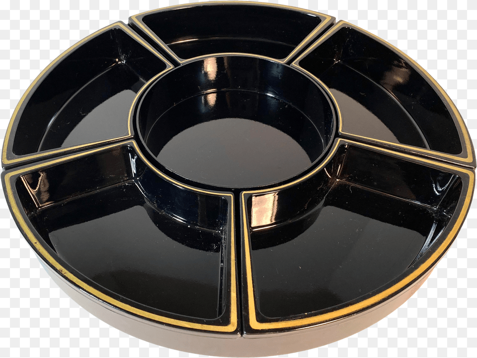 Mid Century Modern Asian Style Black Lacquer Lazy Susan W Gold Trim Circle Free Transparent Png