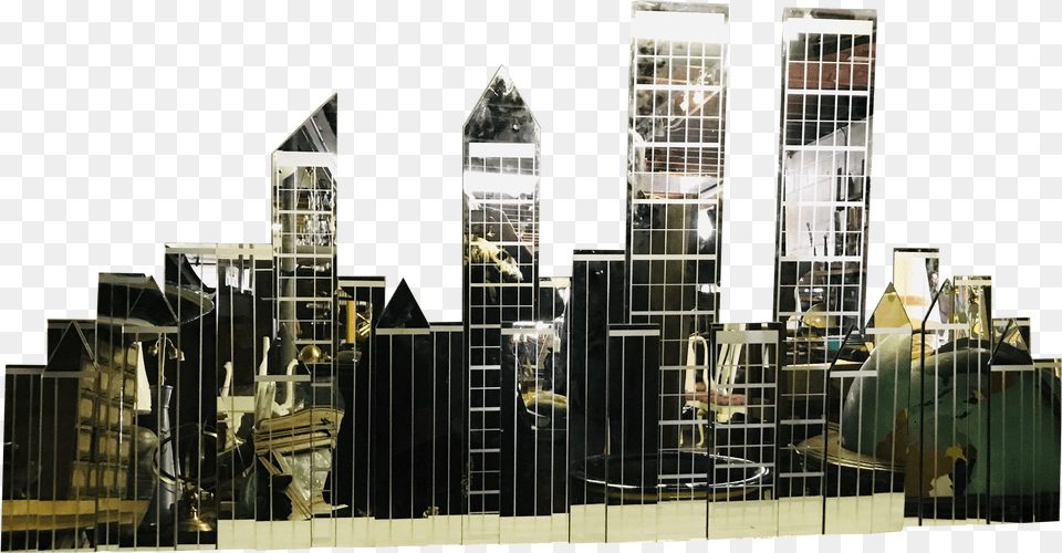 Mid Century Modern Mirror Of New York City Skyline With Twin Towers Commercial Building Png