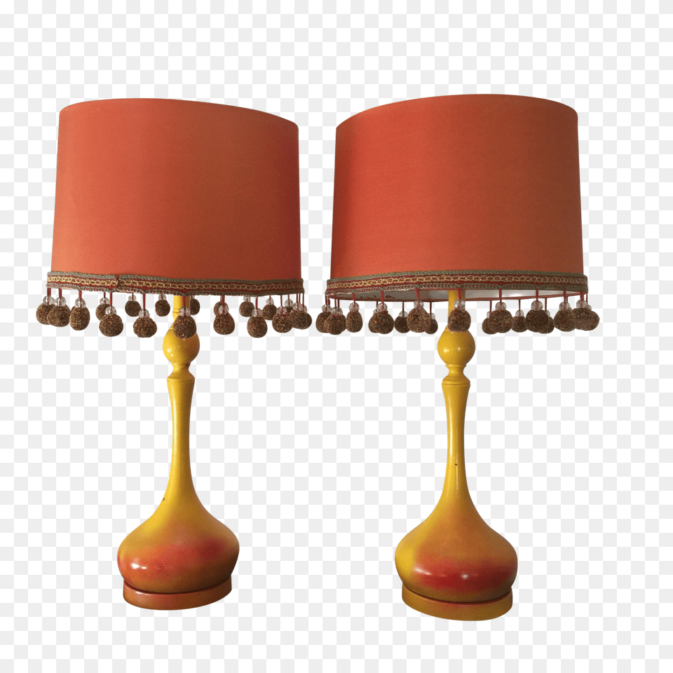 Mid Century Modern Pom Pom Fringe Lamps A Pair Chairish, Lamp, Lampshade, Table Lamp Free Transparent Png