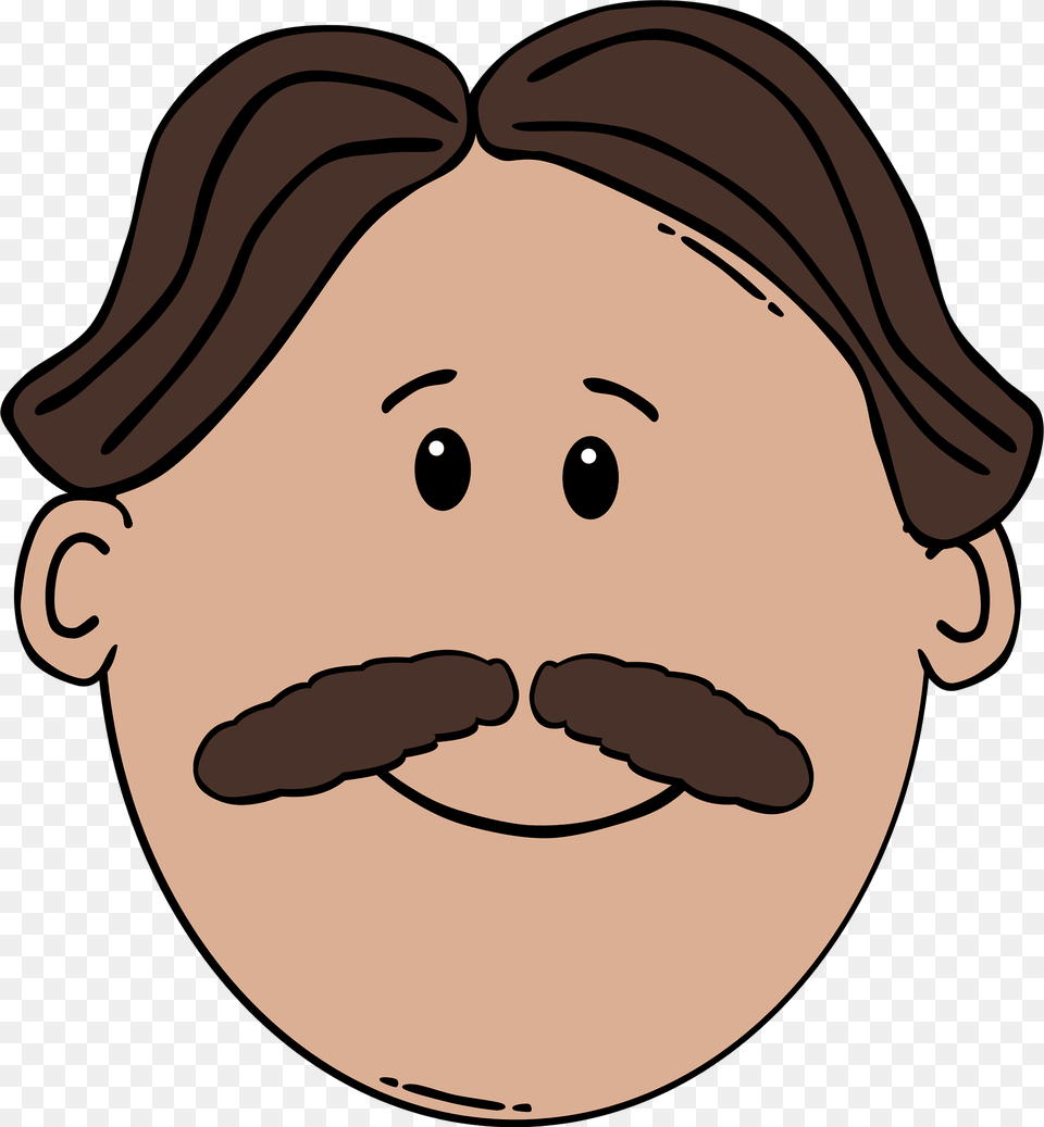 Middle Part Clipart, Face, Head, Mustache, Person Free Png Download