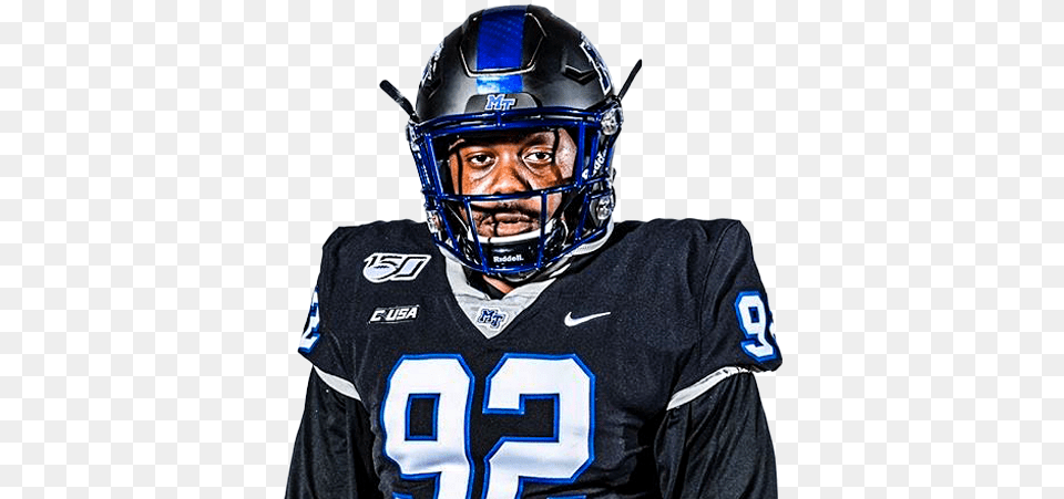 Middle Tennessee State University Athletics Official Face Mask, Helmet, Adult, Playing American Football, Person Free Png Download