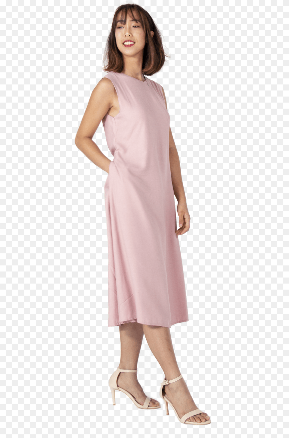 Midi Sleeveless Dress Frontzip Gown, Formal Wear, Clothing, Evening Dress, Shoe Free Png Download