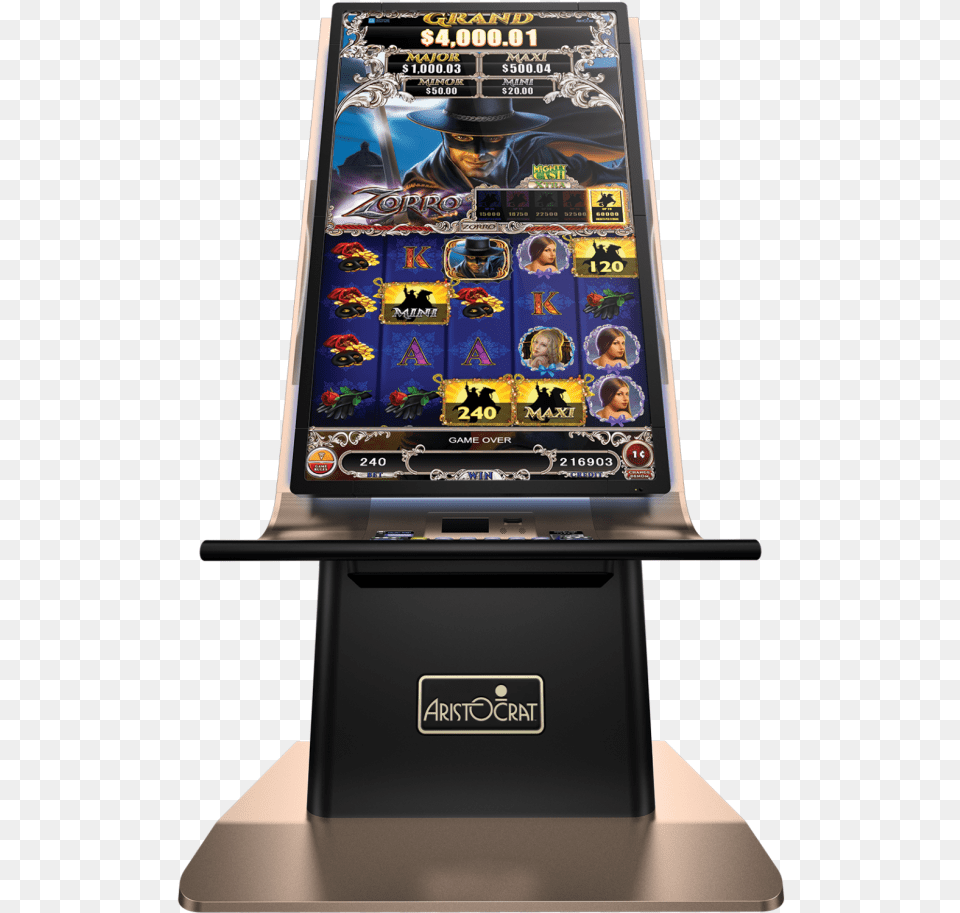 Mighty Cash Zorro Slot Machine, Gambling, Game, Person, Adult Png Image