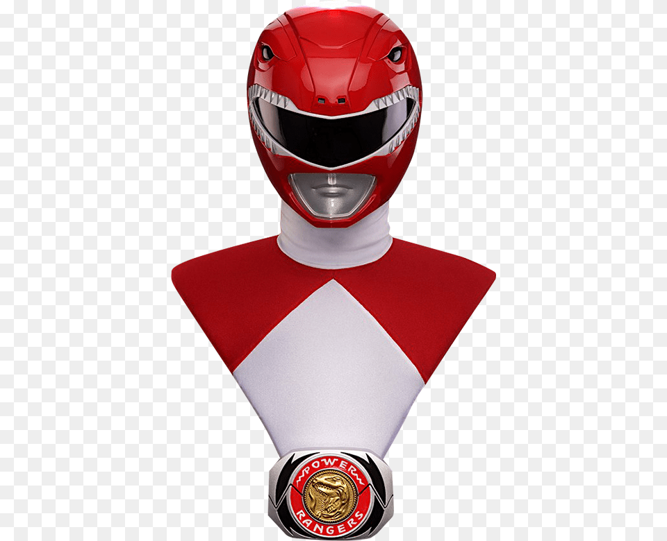 Mighty Morphin Power Rangers Red Ranger Life Size Bust, Helmet, Crash Helmet, Person, Adult Free Png