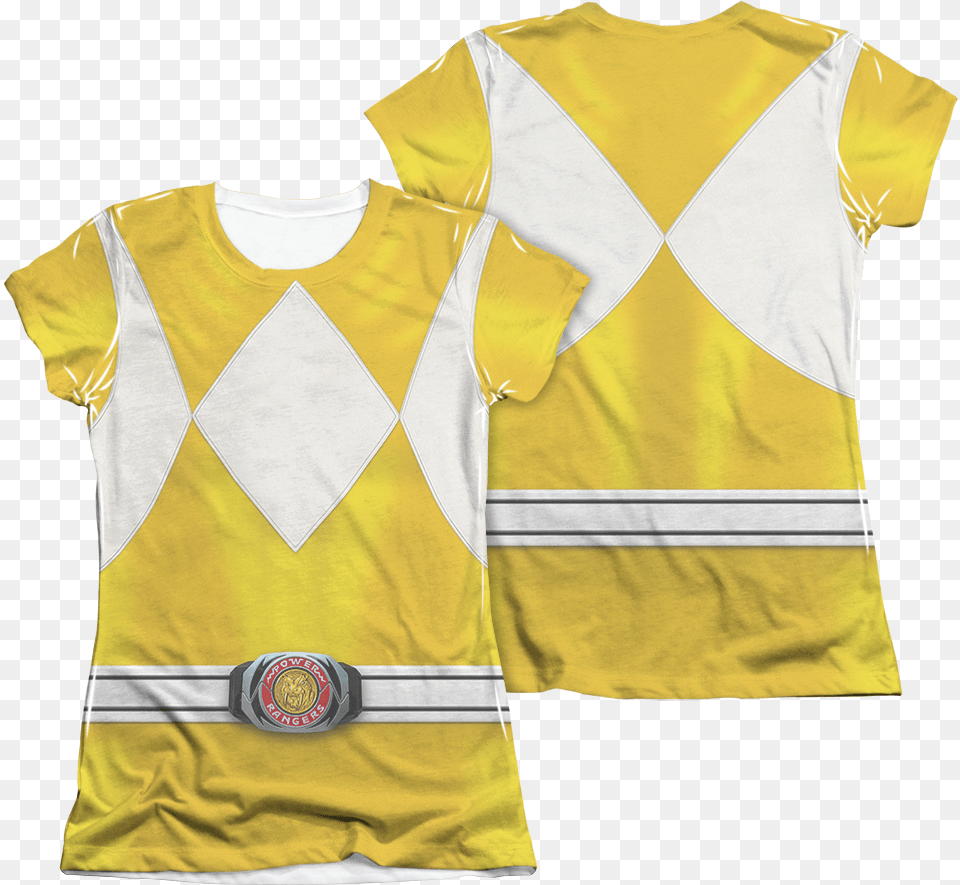 Mighty Morphin Power Rangers Yellow Ranger Logo, Blouse, Clothing, Shirt, T-shirt Png
