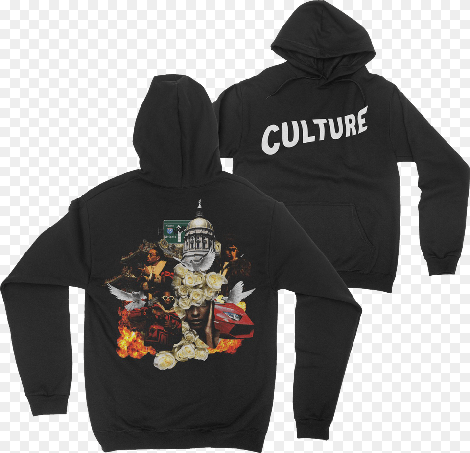Migos Quotculturequot Black Hoodie Migos Culture Hoodie, Clothing, Knitwear, Sweater, Sweatshirt Free Png
