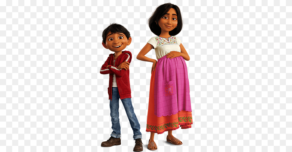 Miguel Rivera And His Mother Luisa From Coco Coco, Clothing, Pants, Dress, Boy Free Transparent Png