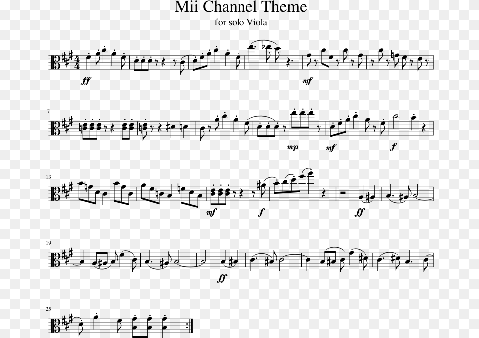 Mii Channel Theme Havana Trumpet Sheet Music, Gray Png