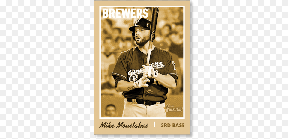 Mike Moustakas 2019 Heritage Baseball Base Poster Gold Rickie Weeks 2011, Team Sport, Glove, People, Clothing Png