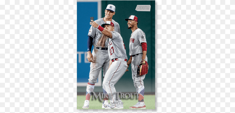 Mike Trout 2019 Topps Stadium Club Baseball Base Card Baseball, Team Sport, People, Glove, Person Png Image