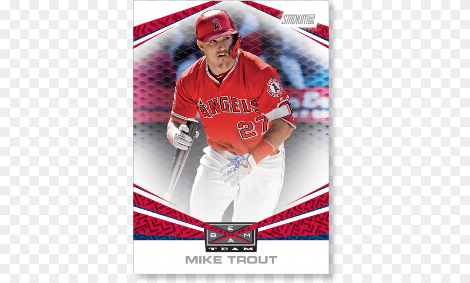 Mike Trout 2019 Topps Stadium Club Baseball Beam Team Baseball Player, Team Sport, Person, Glove, Clothing Free Png