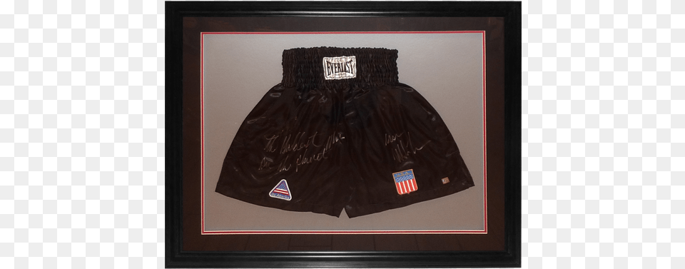 Mike Tyson Autographed Boxing Trunks Deluxe Framed Boxing, Clothing, Shorts, Swimming Trunks Free Png