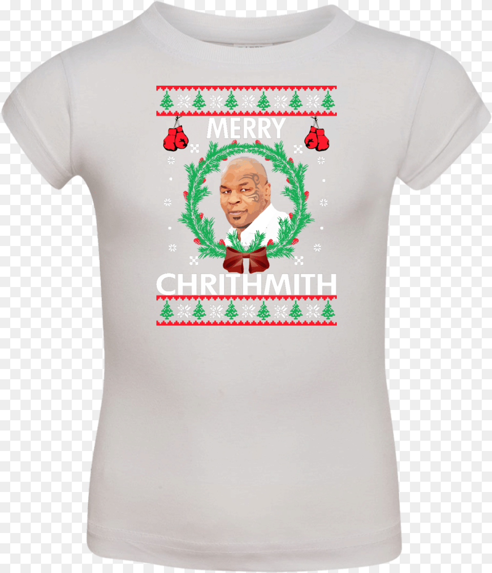 Mike Tyson Merry Chrithmith Christmas Toddler Infant Shirt, Clothing, T-shirt, Baby, Person Free Png