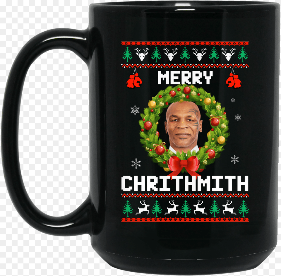 Mike Tyson Merry Chritmith Mug Christmas Jumper, Cup, Adult, Man, Male Png