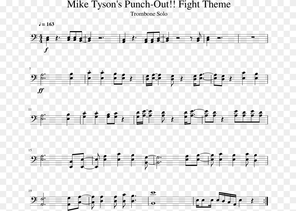 Mike Tyson S Punch Out Fight Theme Havana Sheet Music Trumpet, Gray Free Png