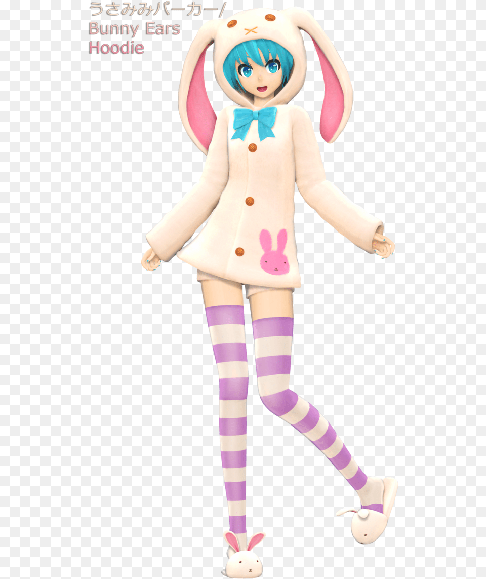 Miku Bunny Ears Hoodie, Doll, Toy, Child, Female Png