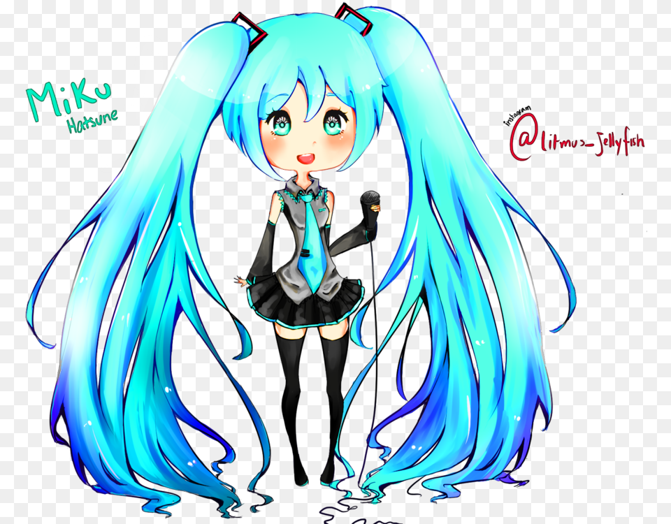 Miku Chibi By Litmus Jellyfish Cartoon, Book, Comics, Publication, Adult Free Transparent Png