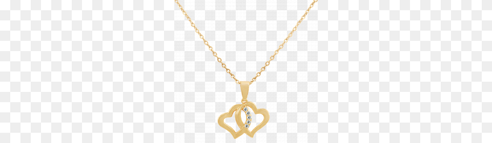 Milano Gold Plated Big Double Heart Design Pendant Necklace, Accessories, Jewelry, Diamond, Gemstone Png Image